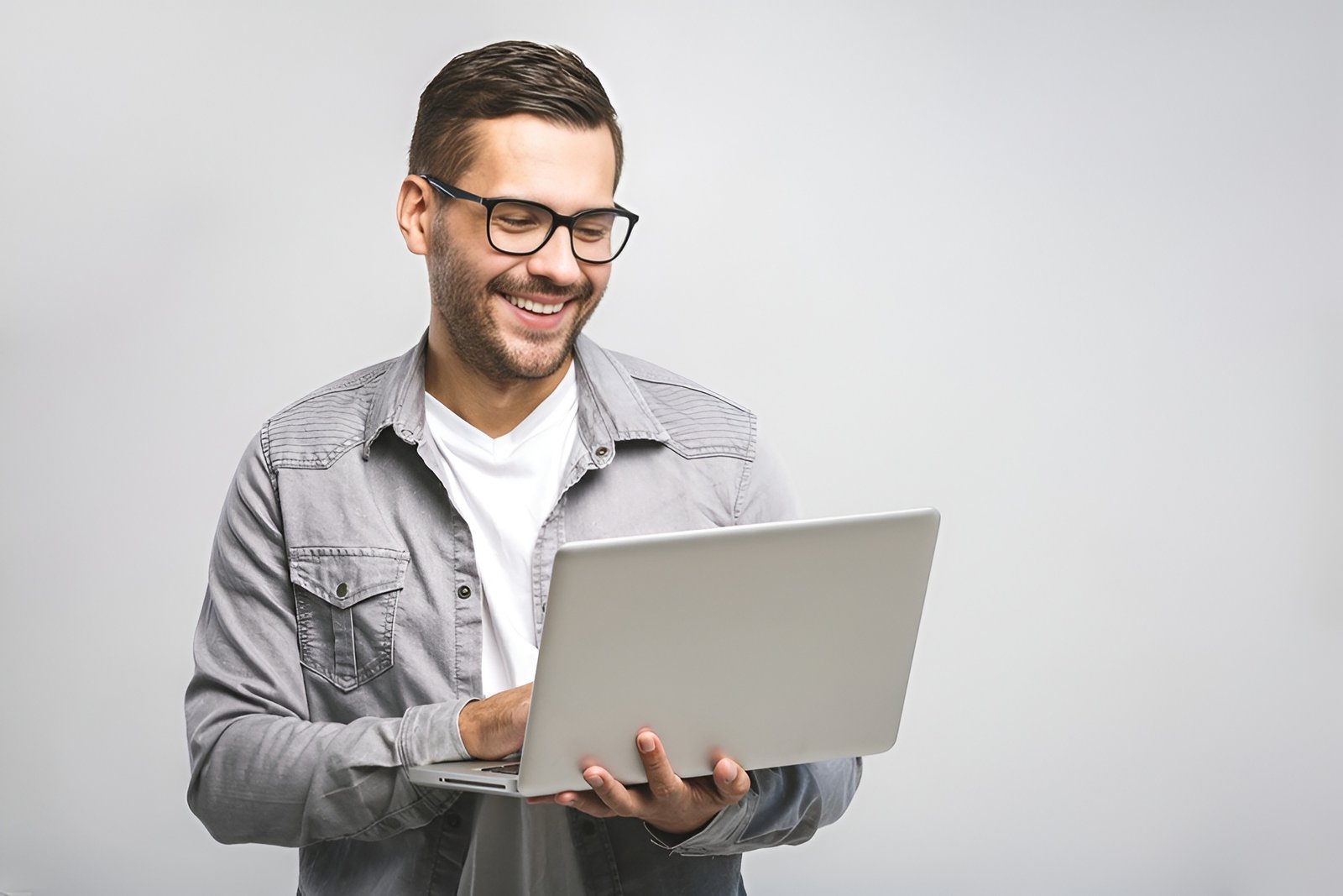 Person working with a laptop