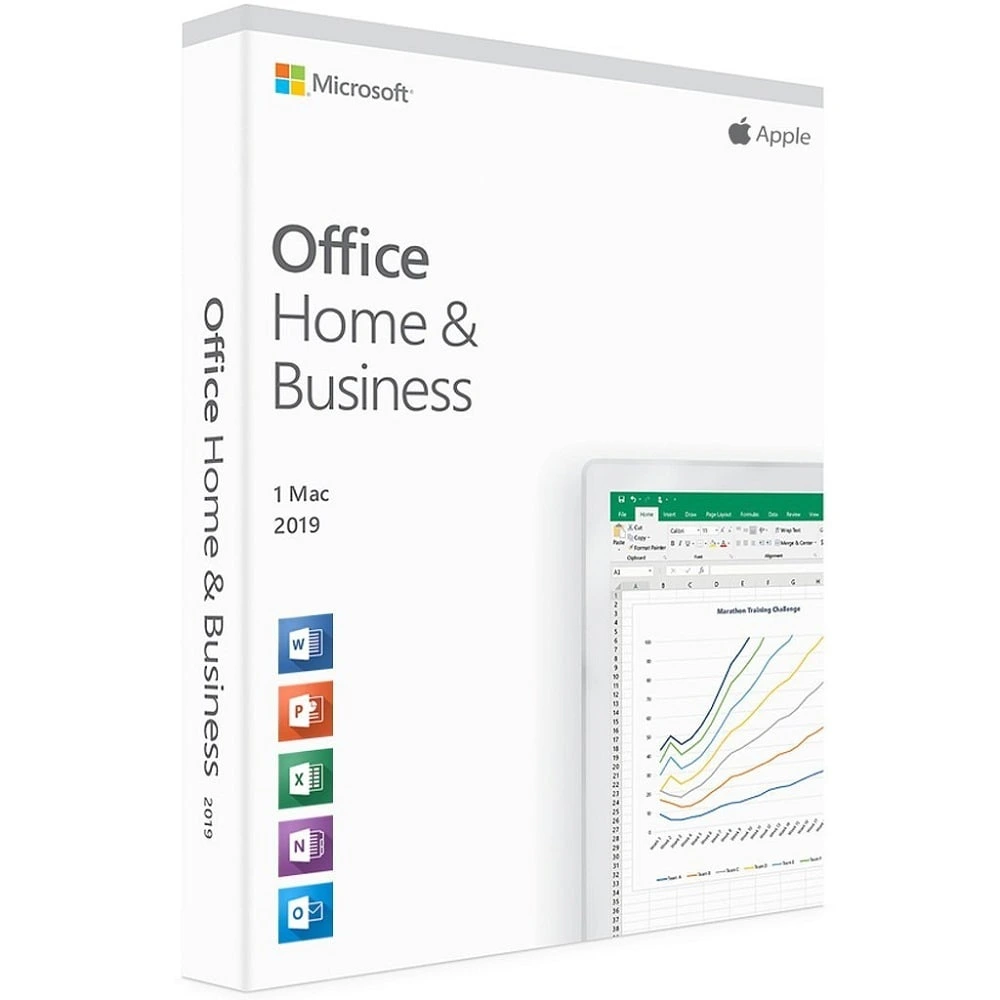 Complete Microsoft Office Home & Business 2019 (Mac) product box; illustration only, licence delivered digitally