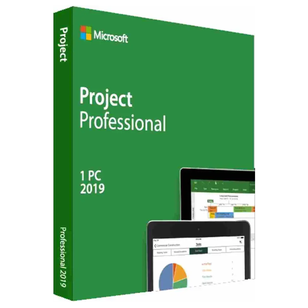 Complete Microsoft Project Professional 2019 (Windows) product box; illustration only, licence delivered digitally